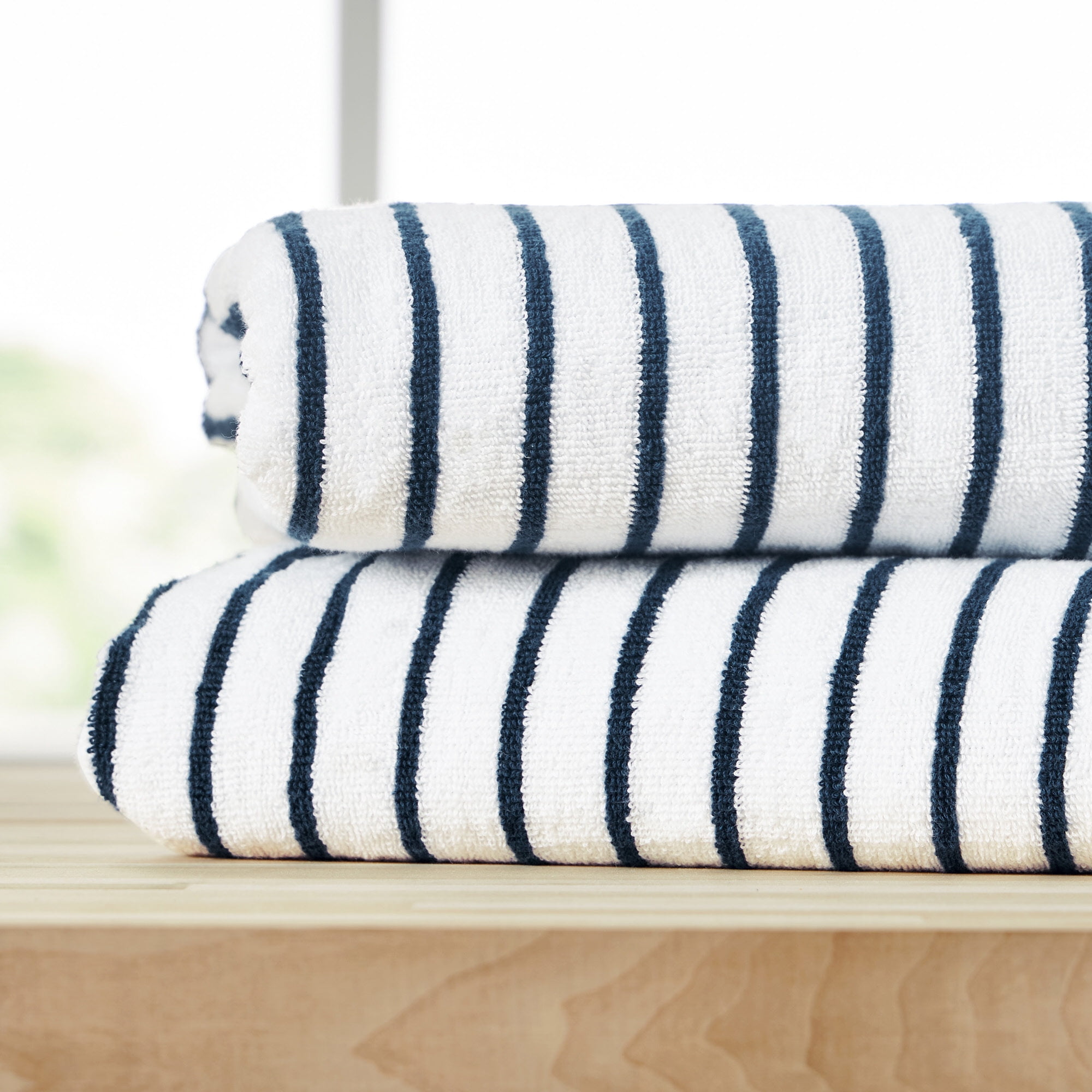 Comfort Canopy - Cabana Stripe Beach Pool Towels - Oversized 100% Ring Spun Cotton, Ultra Soft, Plush and Highly Absorbent, 35 x 65