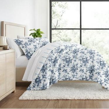 Comfort Canopy - Cabbage Rose Stripe Ultra Soft Reversible Comforter Bed Set for Queen & Full Bedding