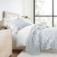 thumbnail image 1 of Lightweight Reversible Quilt Sets in Dusk Blue Jacobean Patterned Coverlet for Twin/Twin-XL Size Beds by Comfort Canopy, 1 of 18