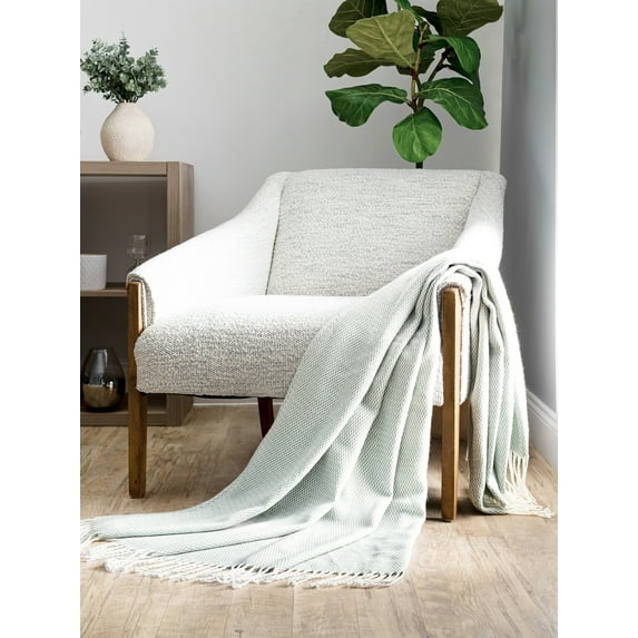 Comfort Canopy - Eucalyptus Herringbone Throw Blanket with Fringed Edges