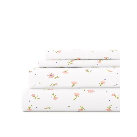 Ultra Soft & Breathable Wrinkle Free Bed Sheets Set - Floral Pink Farmhouse Patterned for Twin Size Bedding by Comfort Canopy