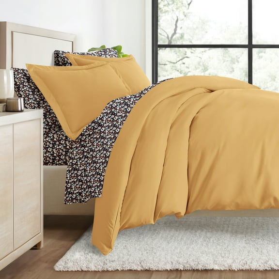 Comfort Canopy - Full Bedding Bundle, Solid Duvet Cover Set, White Comforter and Patterned Sheet Set