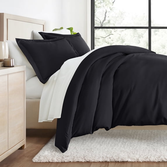 Comfort Canopy - Full Bedding Bundle, Solid Duvet Cover Set, White Comforter and Patterned Sheet Set