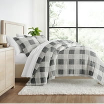 All Season Ultra Soft Comforter Set Down-Alternative Bedding in Gray Plaid Gingham for Twin/Twin XL Size by Comfort Canopy