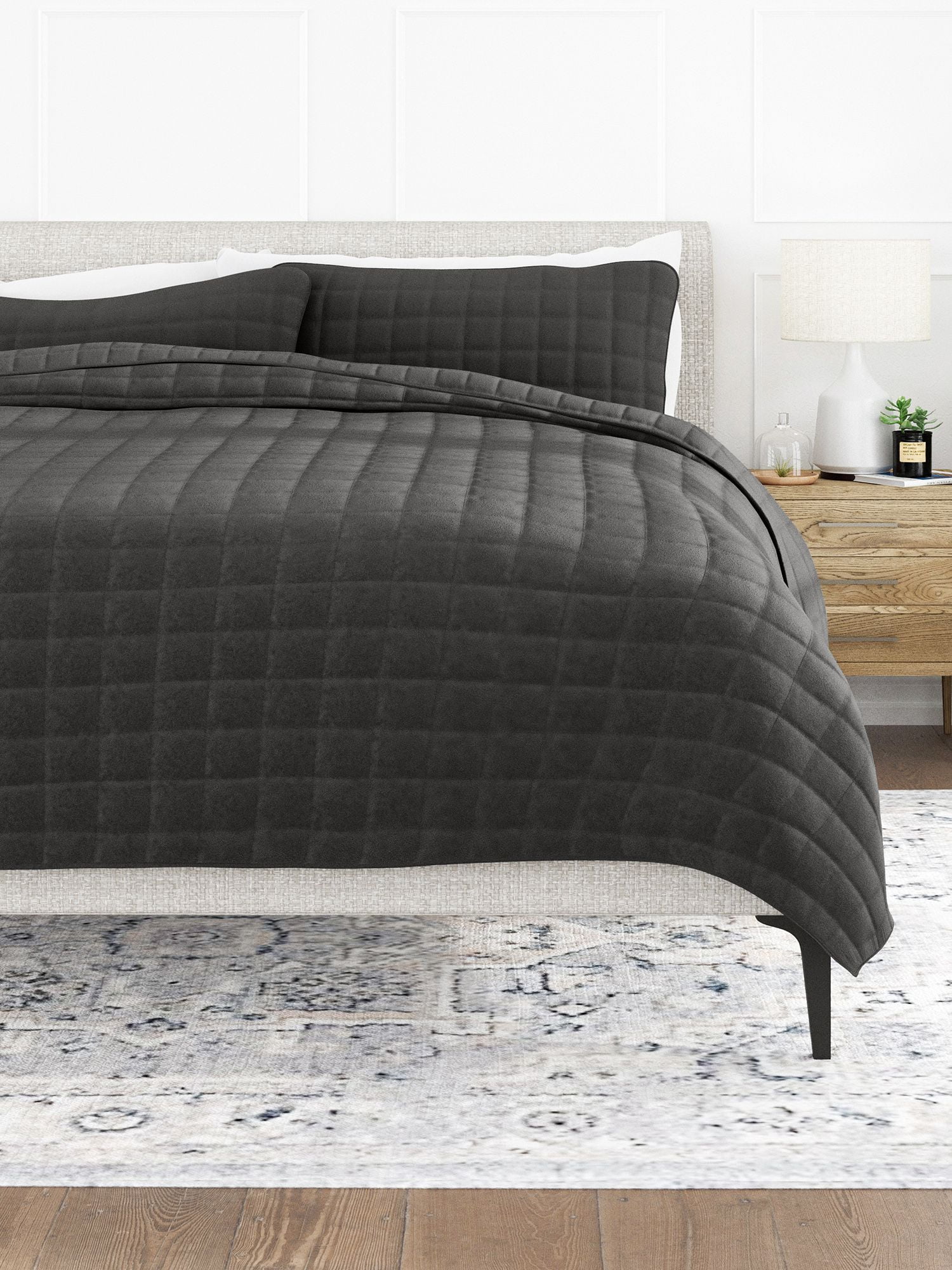 King Quilt Bed Set in Damask Stitched by Comfort Canopy