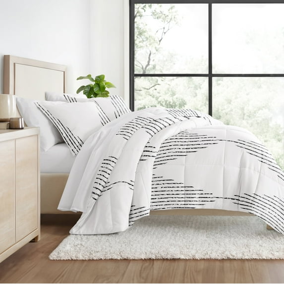 All Season Ultra Soft Comforter Set Down-Alternative Bedding in Diamond Stripe for King/Cal King by Comfort Canopy