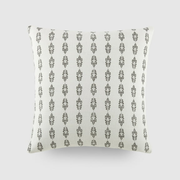 Cotton Slub Textured Throw Pillow in Folk Leaves Pattern by Comfort Canopy