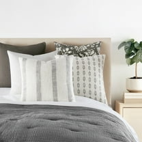 Cotton Slub Textured Throw Pillow in Awning Farmhouse Stripe by Comfort Canopy