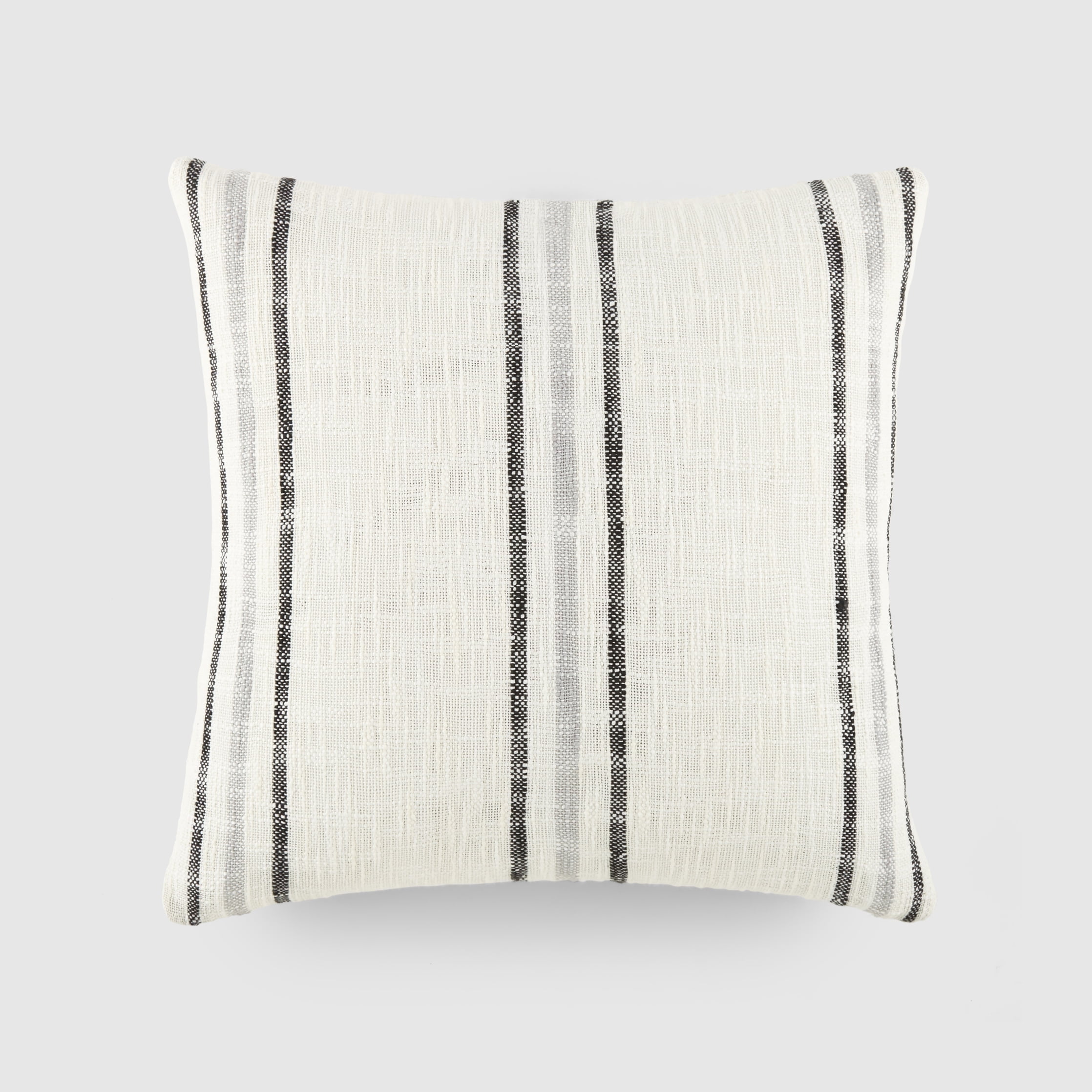 Cotton Slub Textured Throw Pillow in Framed Farmhouse Stripe by Comfort Canopy