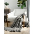 thumbnail image 1 of Comfort Canopy - Gray Throw Blanket Slub-Yarn Basketweave with Fringed Edges, 1 of 10