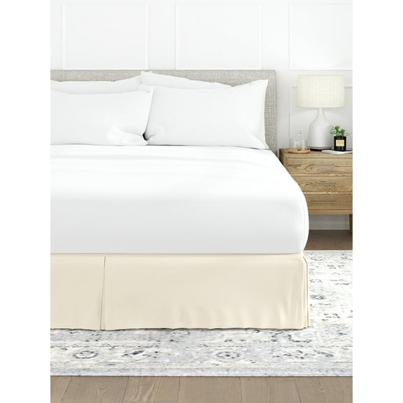 Comfort Canopy - Ivory Pleated Bed Skirt Box Spring Frame Cover for Queen Size Bedding