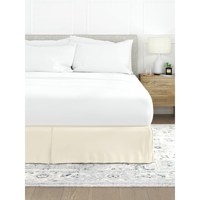 Comfort Canopy Ivory Pleated Bed Skirt Box Spring Frame Cover for
