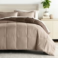 thumbnail image 1 of Comfort Canopy - King Taupe / Chocolate Bedding Bundle, Reversible Microfiber Comforter and Patterned Sheet Set, 1 of 13