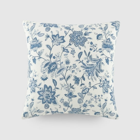 Cotton Slub Textured Throw Pillow in Jacobean Pattern by Comfort Canopy
