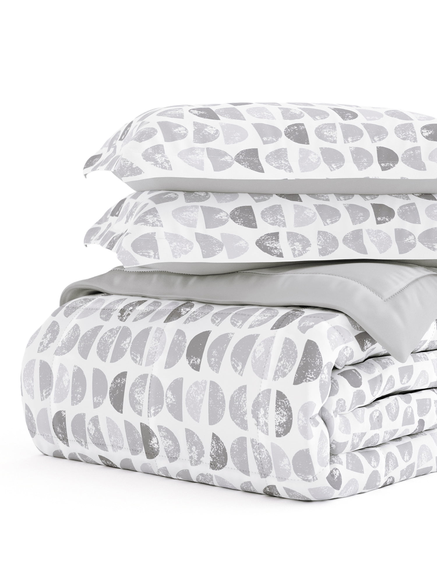 Full Gray Reversible Down Microfiber Comforter Set
