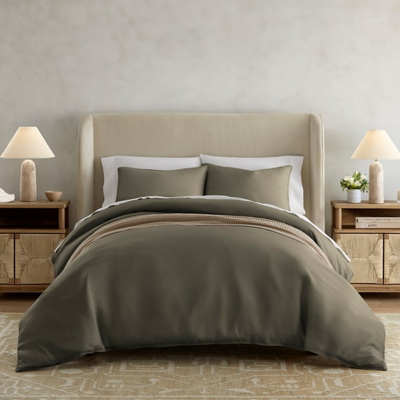 Comfort Canopy Luxury 100% Rayon From Bamboo Duvet Cover Set with Shams, Full/Queen, Olive
