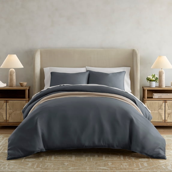 Comfort Canopy Luxury 100% Rayon From Bamboo Duvet Cover Set with Shams, King/Cal-King, Slate Blue