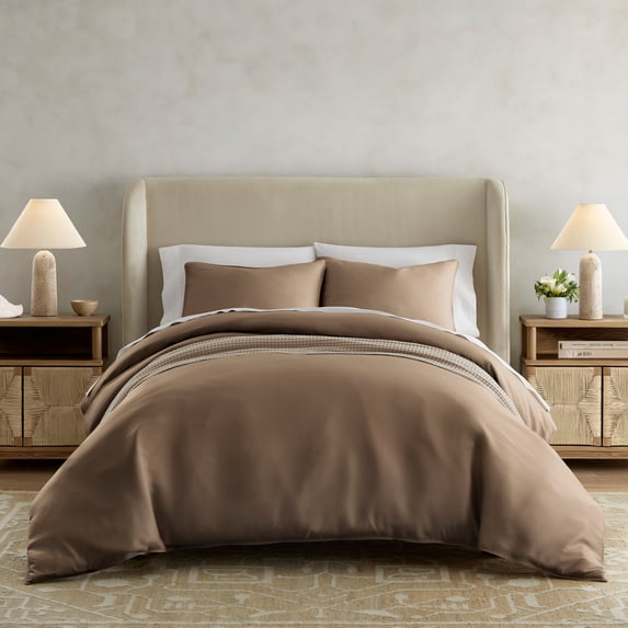 Comfort Canopy Luxury 100% Rayon From Bamboo Duvet Cover Set with Shams, King/Cal-King, Taupe