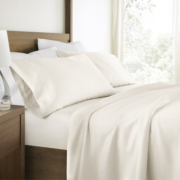 Luxury Cooling 100% Rayon From Bamboo Silky Soft Bed Sheets Set Ivory Queen Size Bedding by Comfort Canopy