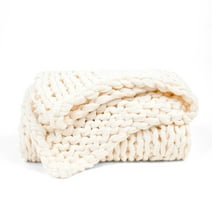 Comfort Canopy -  Luxury Throw Blanket, Ivory Chunky Soft Acrylic Hand-Knit