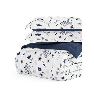 Comfort Canopy - Navy Forget Me Not Timeless Print All Season Down-Alternative Comforter for Twin Beds