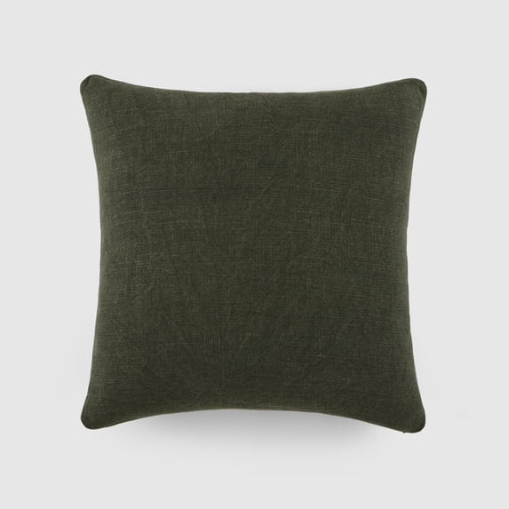 Stone Washed Throw Pillows in Distressed Cotton Solid Olive Gree by Comfort Canopy