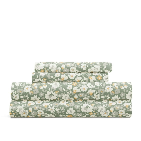Delicate Blossoms Bed Sheets Set - Breathable and Ultra-Soft Floral Dream Eucalyptus for Queen Size Bedding by Comfort Canopy