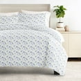 thumbnail image 1 of 8PC Bedding Bundle - Patterned Duvet Cover Set White Comforter and Solid Sheet Set in Blossoms, 1 of 11