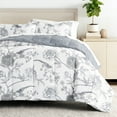 thumbnail image 1 of Comfort Canopy - Queen Bedding Bundle, Patterned Microfiber Comforter and Solid Sheet Set in Molly Botanicals Light Blue, 1 of 1