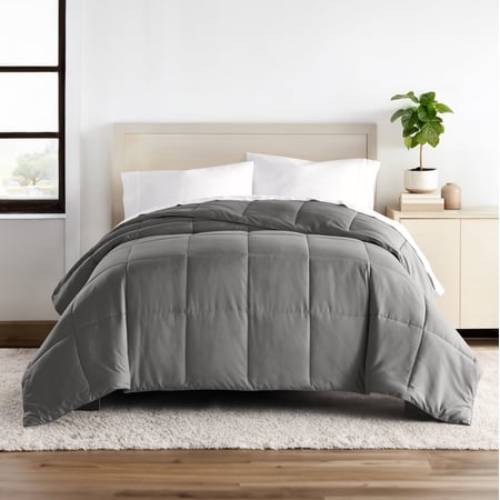 Breathable Cool Comforter All Season Lightweight Down-Alternative Solid Gray for Twin/Twin XL Size Bedding by Comfort Canopy