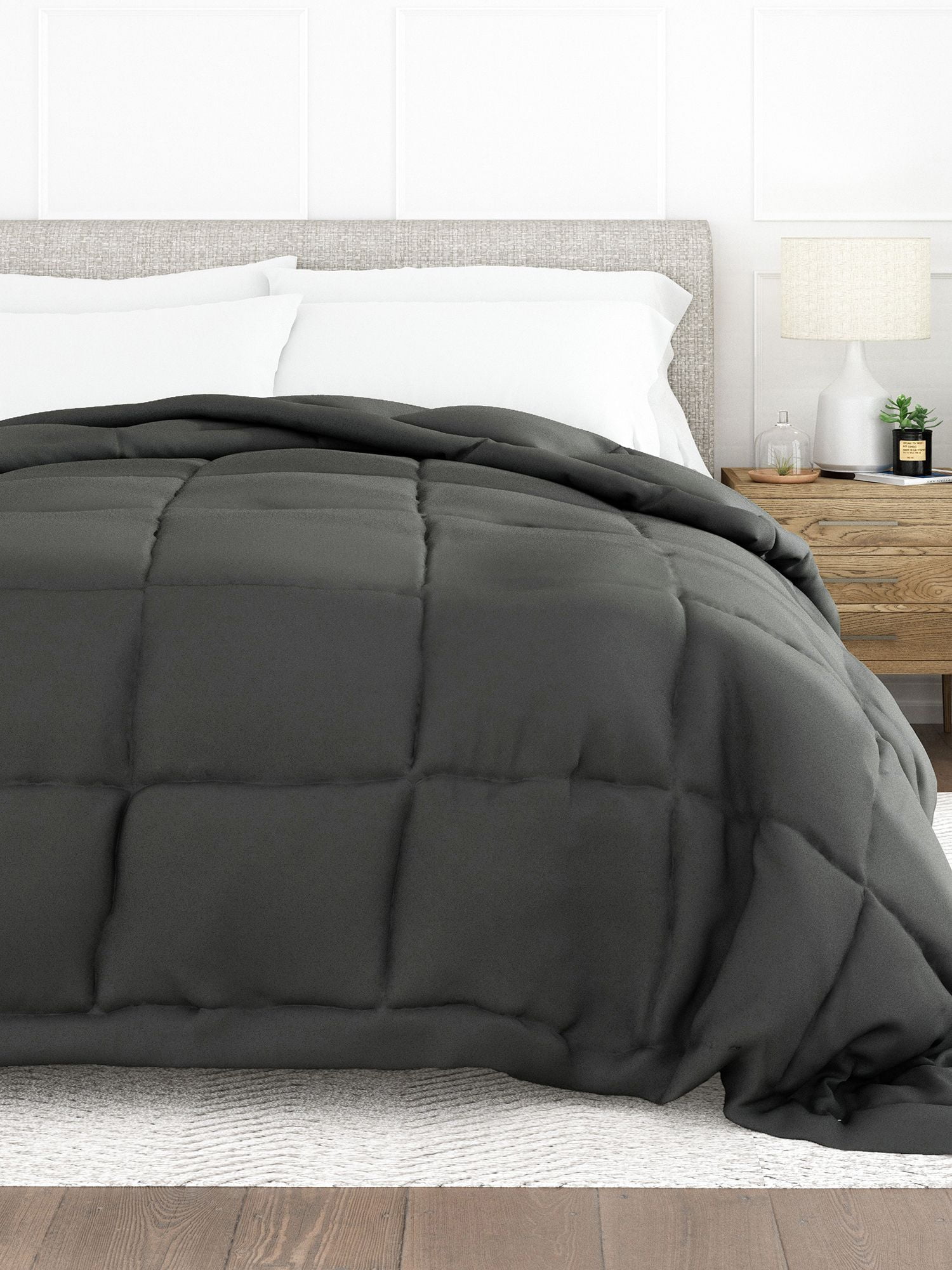 Breathable Cool Comforter All Season Lightweight Down-Alternative Solid Gray for Twin/Twin XL Size Bedding by Comfort Canopy