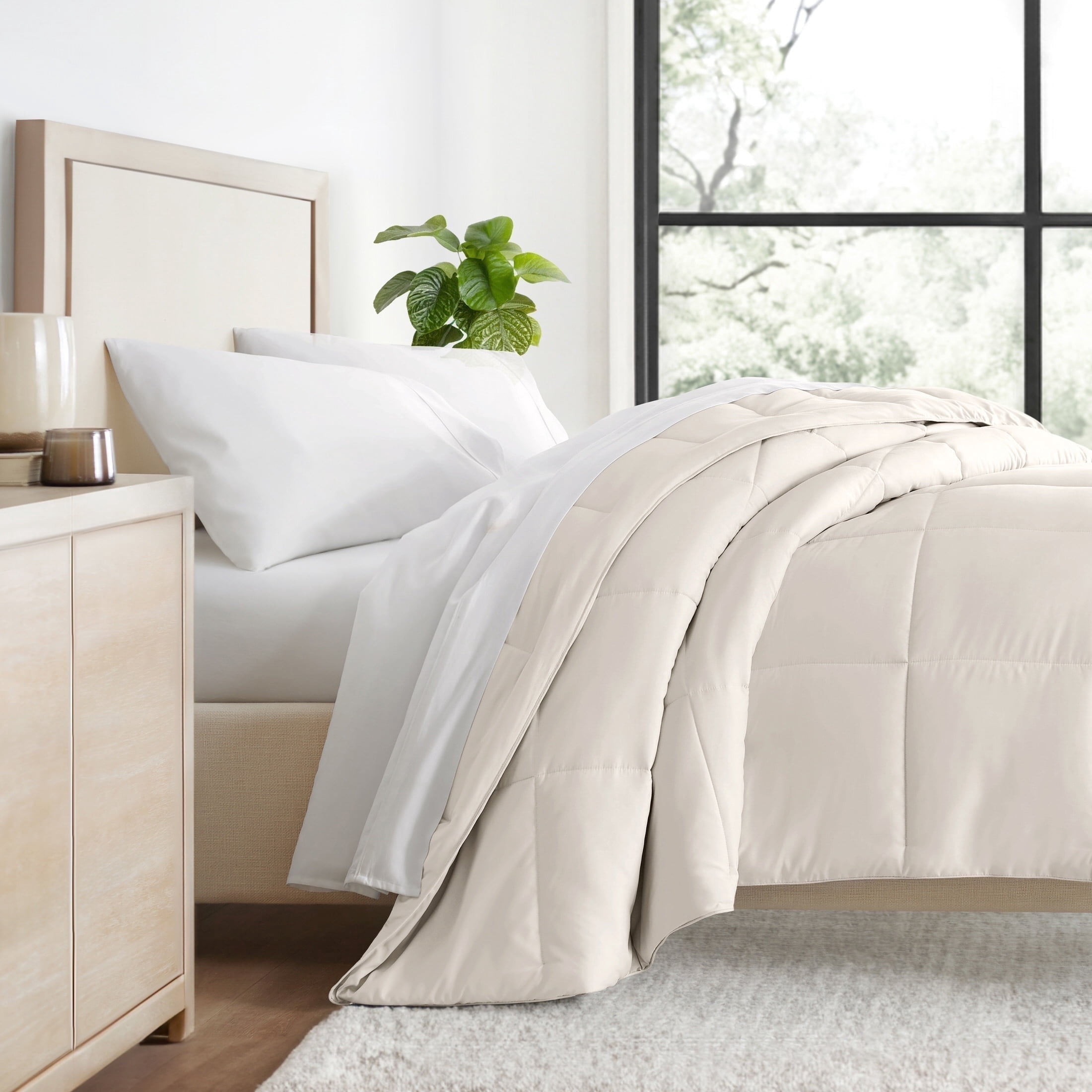 Breathable Cool Comforter All Season Lightweight Down-Alternative Solid Ivory for Full/Queen Size Bedding by Comfort Canopy