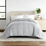 Breathable Cool Comforter All Season Lightweight Down-Alternative Solid Light Gray for Twin Size Bedding by Comfort Canopy