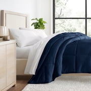 Breathable Cool Comforter All Season Lightweight Down-Alternative Solid Navy Blue for Full/Queen Size Bedding by Comfort Canopy