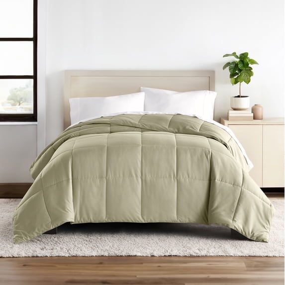 Breathable Cool Comforter All Season Lightweight Down-Alternative Solid Sage Green for Full/Queen Size Bedding by Comfort Canopy