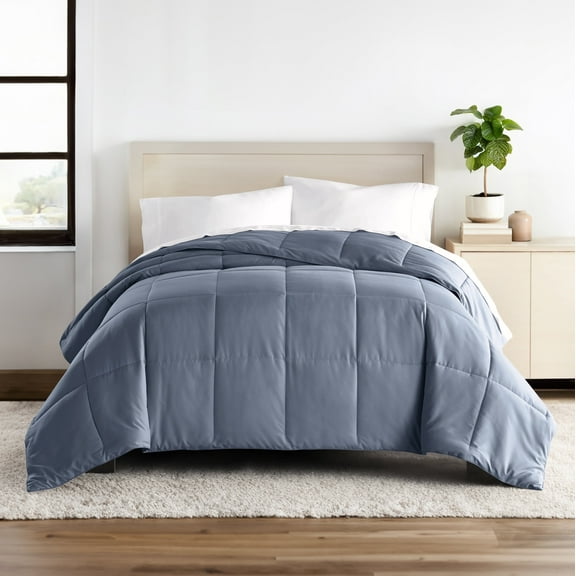 Breathable Cool Comforter All Season Lightweight Down-Alternative Solid Stone for Queen Size Bedding by Comfort Canopy