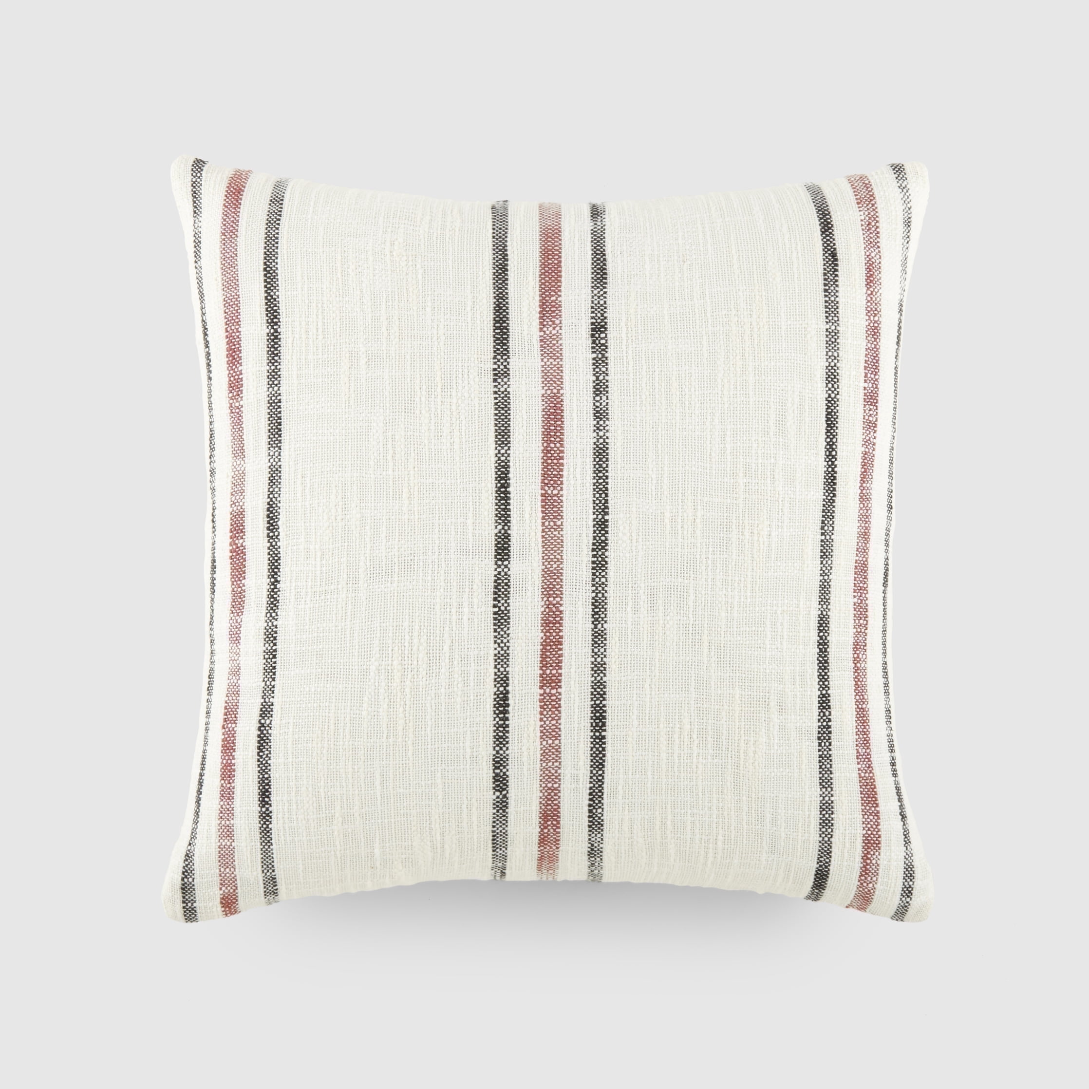 Cotton Slub Textured Throw Pillow in Framed Farmhouse Stripe by Comfort Canopy
