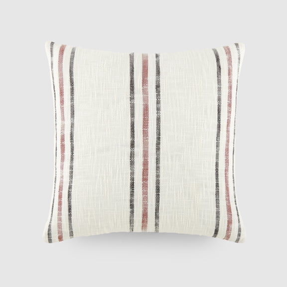 Cotton Slub Textured Throw Pillow in Framed Farmhouse Stripe by Comfort Canopy