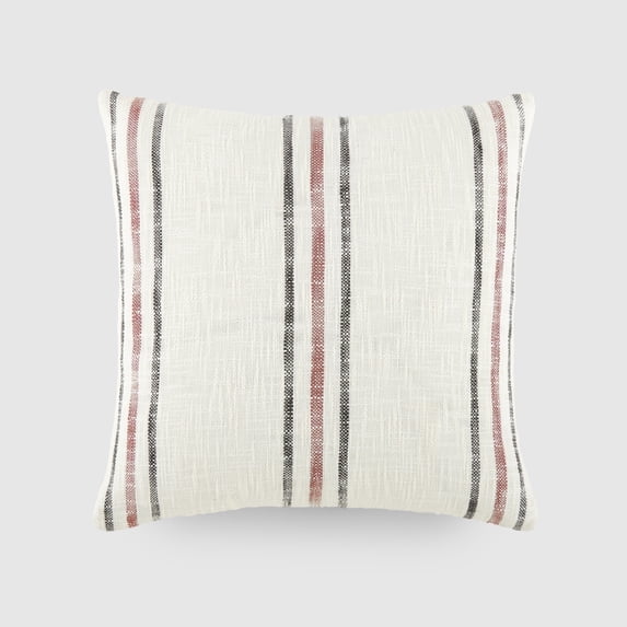 Cotton Slub Textured Throw Pillow in Framed Farmhouse Stripe by Comfort Canopy