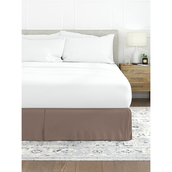 Comfort Canopy - Taupe Pleated Bed Skirt Box Spring Frame Cover for Queen Size Bedding