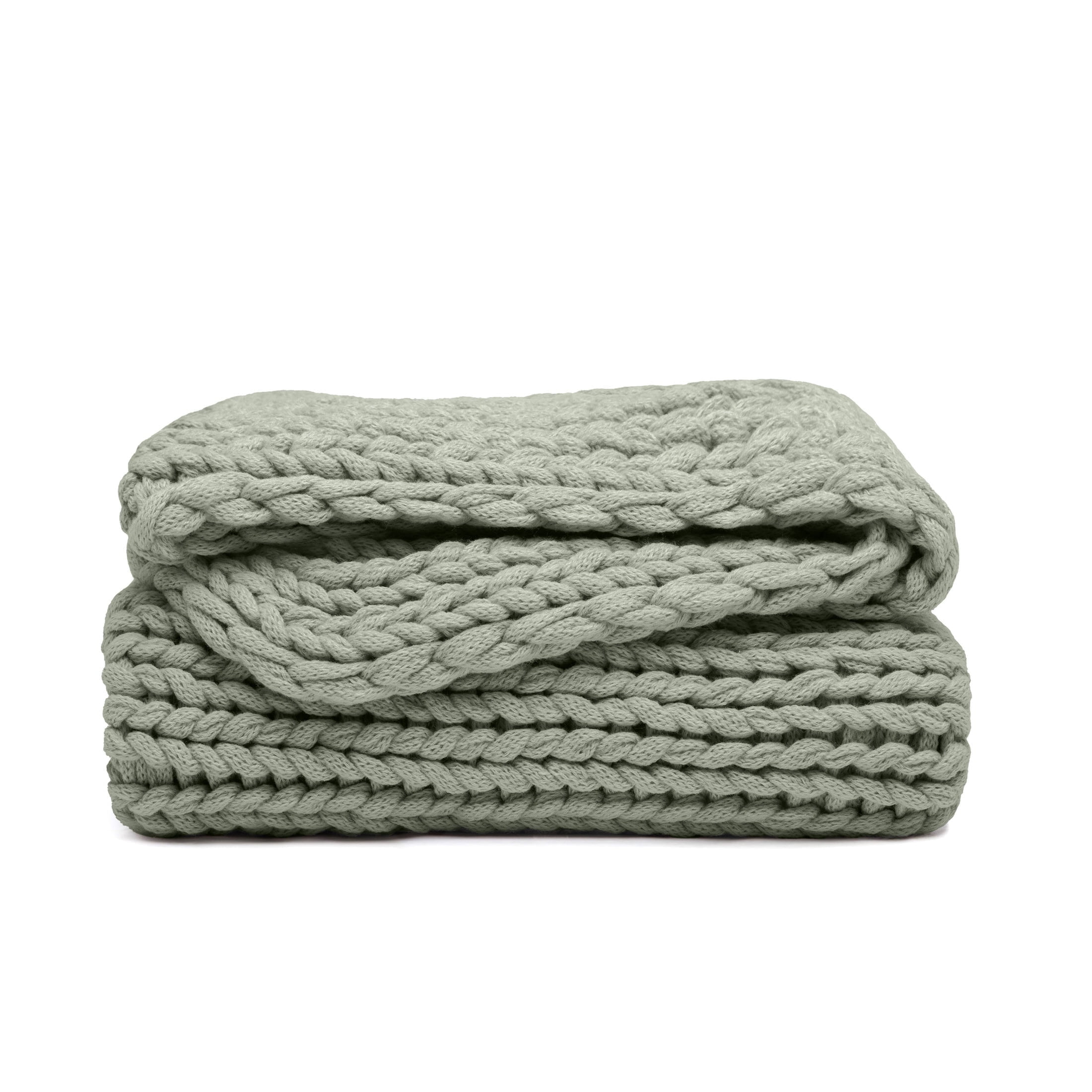 Comfort Canopy - Throw Blanket, Eucalyptus Chunky Soft Acrylic Hand-Knit Blanket - Walmart.com