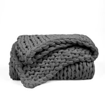 Comfort Canopy - Throw Blanket Gray Oversized Chunky Knit Blanket