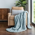 thumbnail image 1 of Comfort Canopy - Throw Blanket, Light Blue Chunky Soft Acrylic Hand-Knit, 1 of 10