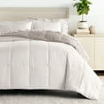 thumbnail image 1 of Comfort Canopy - Twin Natural / Latte Bedding Bundle, Reversible Microfiber Comforter and Patterned Sheet Set, 1 of 13