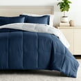 thumbnail image 1 of Comfort Canopy - Twin Navy / Light Gray Bedding Bundle, Reversible Microfiber Comforter and Patterned Sheet Set, 1 of 13