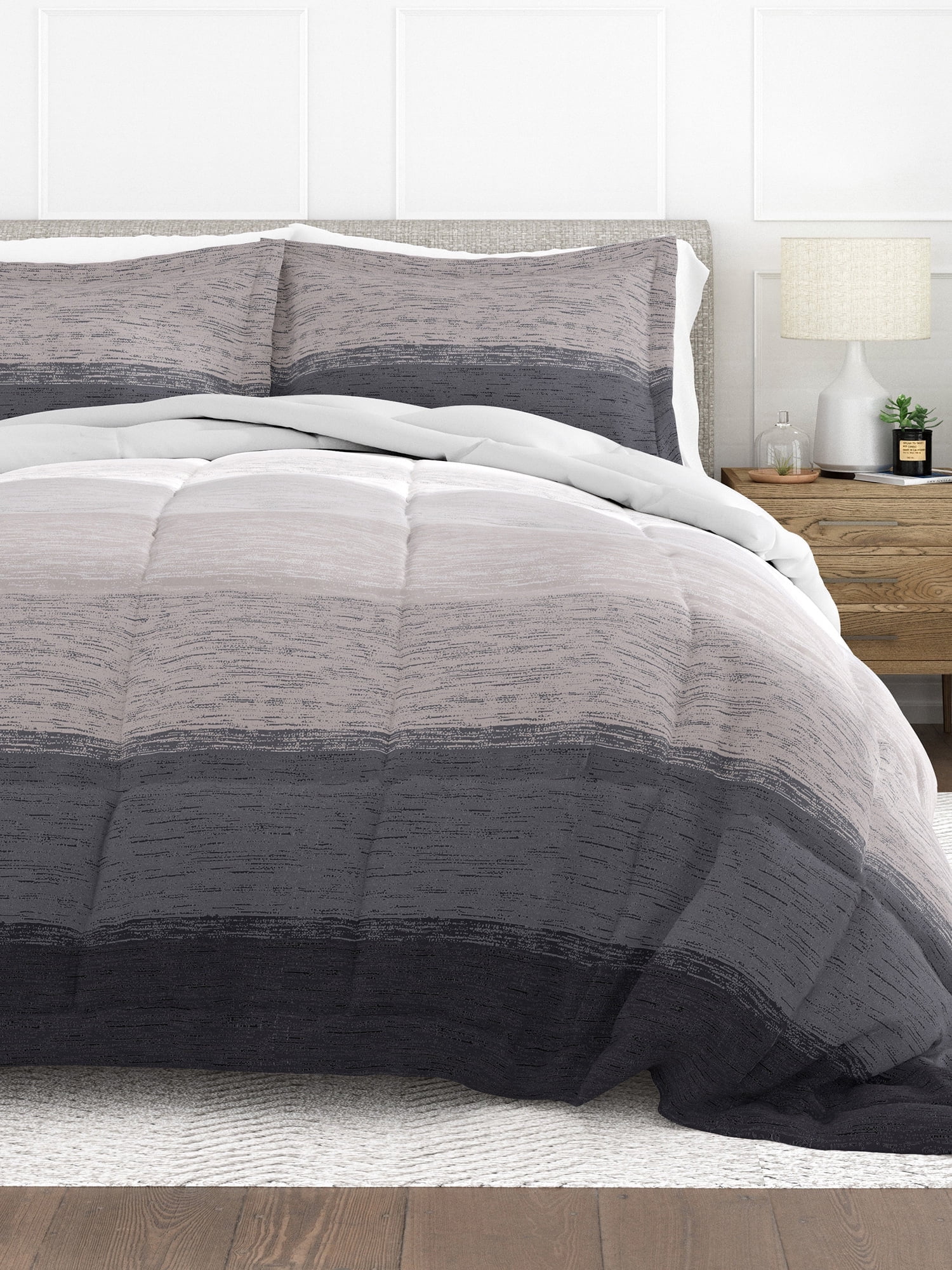 All Season Ultra Soft Comforter Set Lightweight Bedding in Gray/Black Ombre for Twin/Twin XL Size by Comfort Canopy