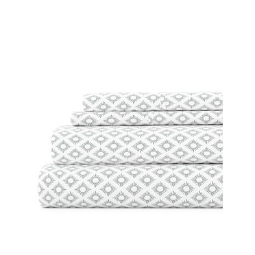 Comfort Canopy - Ultra Soft 4 Microfiber Piece Printed Adult Bed Sheets - Gray Printed Bed Sheet for King, Queen, Full, & Twin Beds