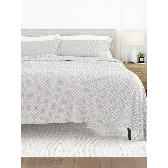 Ultra Soft 4-Piece Chevron and Geometric Printed Adult Bed Sheets Set - Gray Bed Sheets Set for King, Queen, Full, & Twin Beds