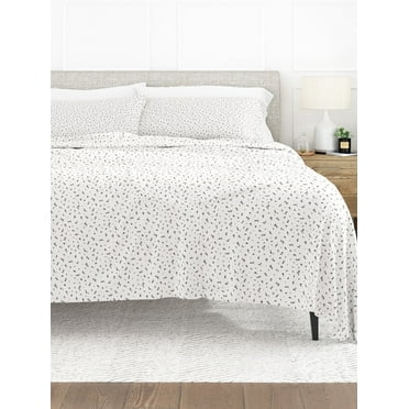 Comfort Canopy - Ultra Soft 4 Piece Floral Print Adult Bed Sheets - Light Gray Floral Prints with Deep Pockets for King, Queen, Full, & Twins