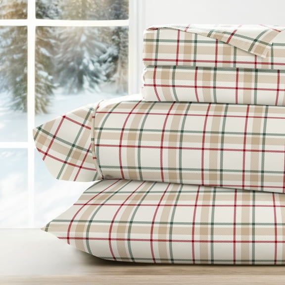 Comfort Canopy Ultra Soft Christmas Plaid Patterned Holiday Sheet Set, King